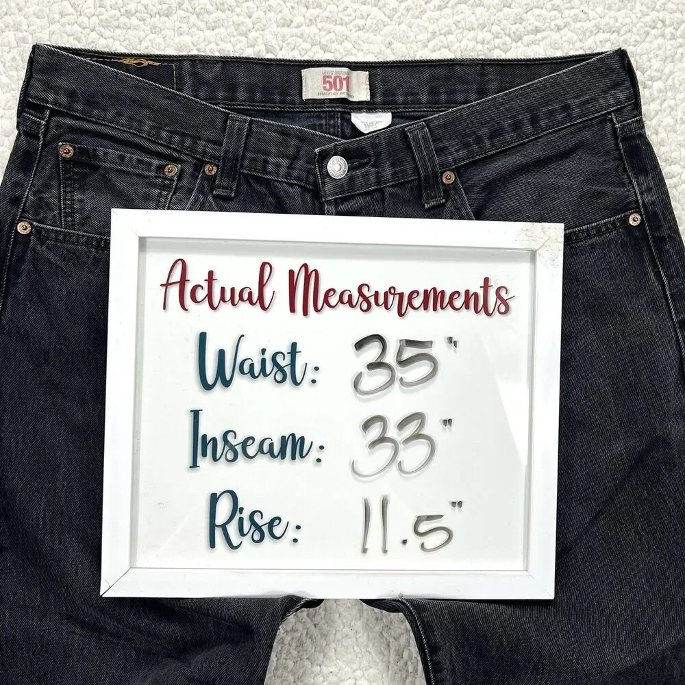 Vintage Levi’s 501 Jeans Men‎ 38x34 (Actual 35x33) Black Straight Classic Grunge